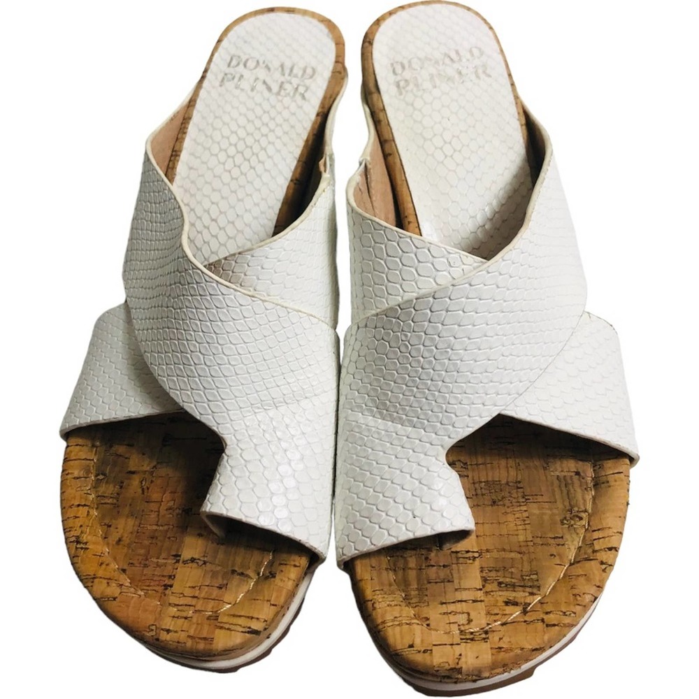 Donald J. Pliner White Cork Wedge Sandals - Picture 8 of 9